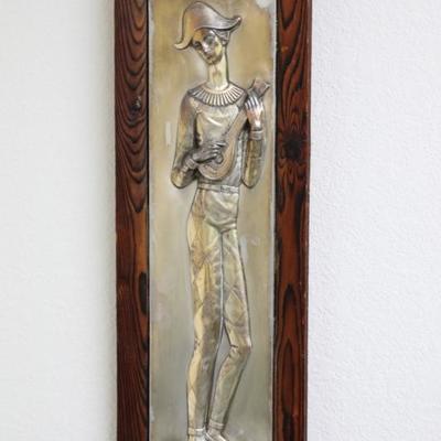 Mid century silver plated jester wall art