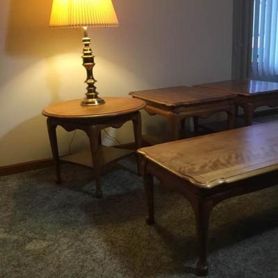 Solid Wood End Tables and Coffee Table and Lamp