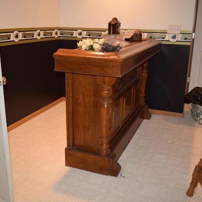Wood Saloon Bar with Copper Top, Home Decor