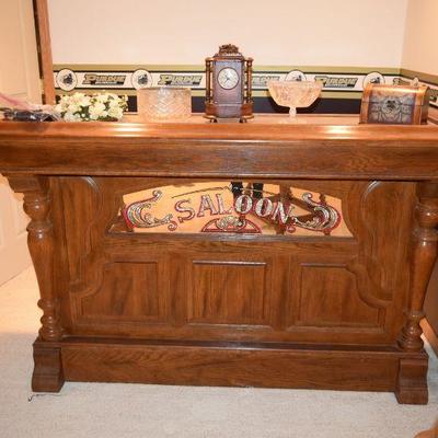 Wood Saloon Bar with Copper Top, Home Decor