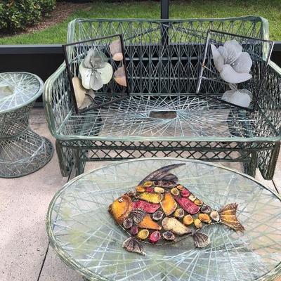 Many pieces of Vintage spun fiberglass outdoor furniture!