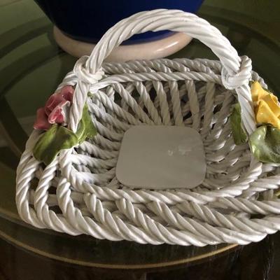 Porcelain basket w/flowers