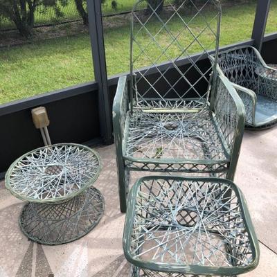 Many pieces of Vintage spun fiberglass outdoor furniture!