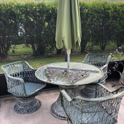 Many pieces of Vintage spun fiberglass outdoor furniture!