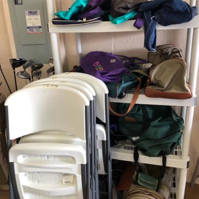 Luggage, folding chairs.