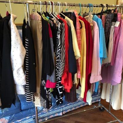 Women's designer-label clothing.