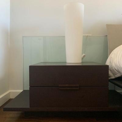 Floating Bedside Table with Tempered Glass Back