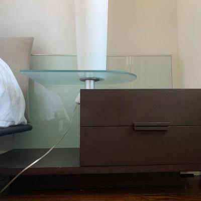 Floating Swivel Tempered Glass Bedside Table