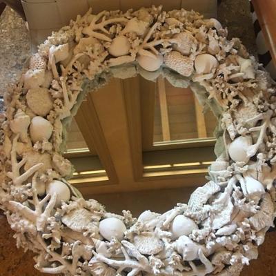 Shell and coral mirror