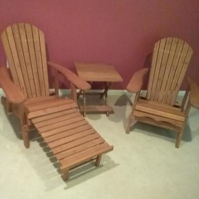 Cedar Adirondack Chairs and Folding Table