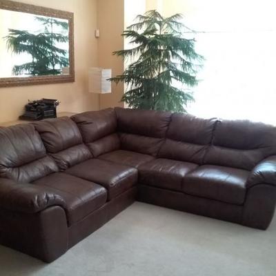 Two Piece Brown Sectional Sofa