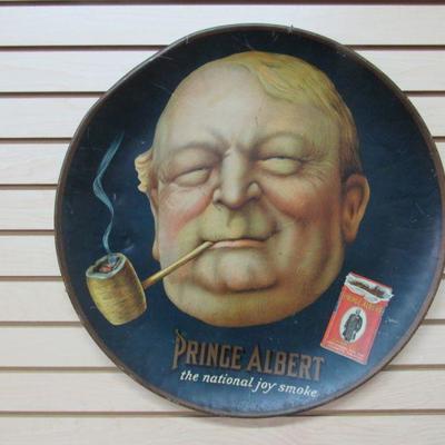 Prince Albert Man w/ Pipe Tin Sign 1920