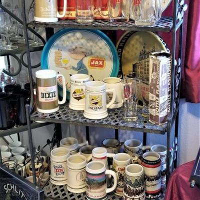 Fantastic Beer collection - hundreds of cans, JAX, Regal, Falstaff and many others - glasses, steins, advertising, trays, more