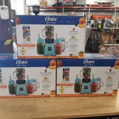 Set of 3 Oster Ball Personal Blender, Blue with Bo ....