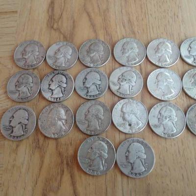 20 silver quarters- all 1964 or older