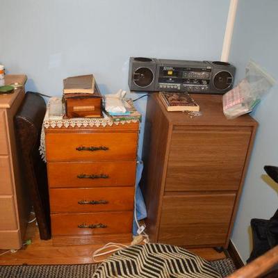 Small Dresser, File Cabinet, & Decor