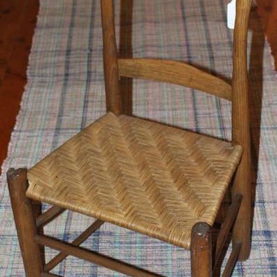 Antique American Primitive 2-Slat Ladder Back Chair with Splint Cane Seat