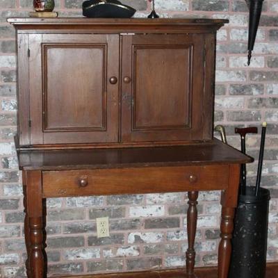 American Antique Plantation Desk with wide drawer and double doors.  Bottom Desk Area (32â€H x 42â€W x 27â€ D) Top Section (25â€H x...