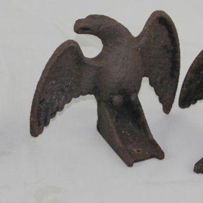 Antique Small Bronze Bell and (2) Cast Iron Eagle Snow Guards