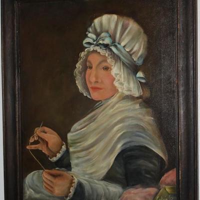 Original oil on canvas by M. Colvin "90 with frame (19.9" X 21.5")