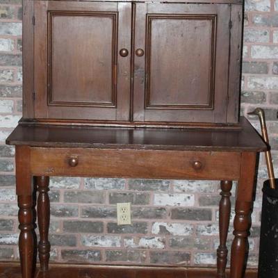 American Antique Plantation Desk with wide drawer and double doors.  Bottom Desk Area (32â€H x 42â€W x 27â€ D) Top Section (25â€H x...