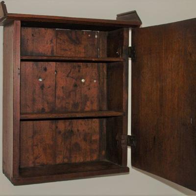 Interior View: Antique Wall Cabinet (19th Century.  Cabinet is constructed by hand dove tailing and square nails (27â€H x 9â€D x...
