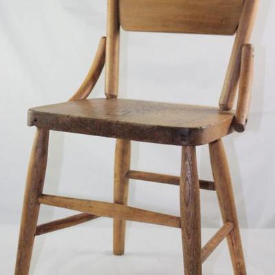 Antique Solid  Oak Childâ€™s Chair w/Half Panel Back