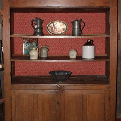 American Antique Very Large 4-Door Cupboard. Wood Peg & Mortise and Tenon jointed Doors.  (Doors we’re removed by owner are Present.)...