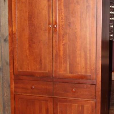 Hooker Furniture Co. Cherry Entertainment Armoire  (80â€H x 43â€W x 22â€D). Doors slide to the inside on top Section. 