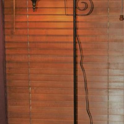 Antique Wrought Iron Adjustable Height Floor Lamp  with Brass Font (58â€H)