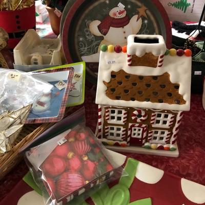 Ceramic Christmas decor, serve ware.