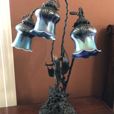 French Deco Bronze 3-light  table lamp.