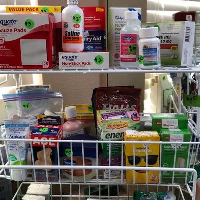 First Aid supplies, medications.