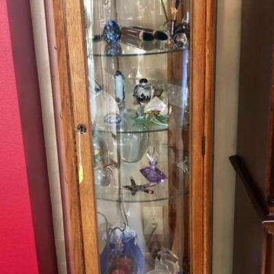 Vintage Round clawfoot Curio Cabinet w/glass shelves