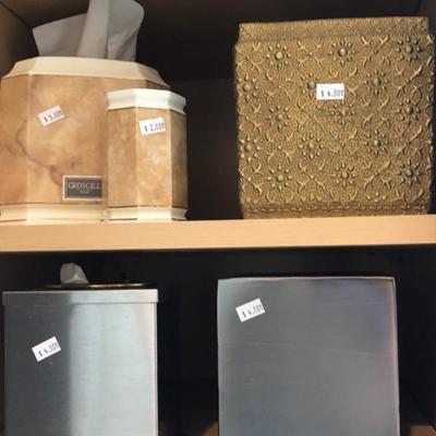 Tissue holders, bath counter organizers.