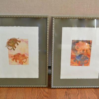 Elephant monoprints by Bonnie Dominguez