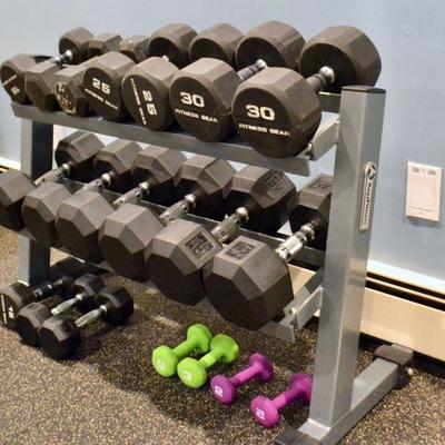 Dumbbells and weight rack