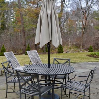 Restoration Hardware round patio table and 4 chairs