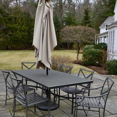 Restoration Hardware rectangular patio table and 6 chairs