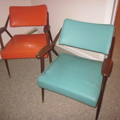 Mid-Century Modern Viko Baumritter Vinyl Love Seat with Pair Retro Arm Accent Chairs
