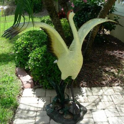 Bronze sculpture/fountain of large crane