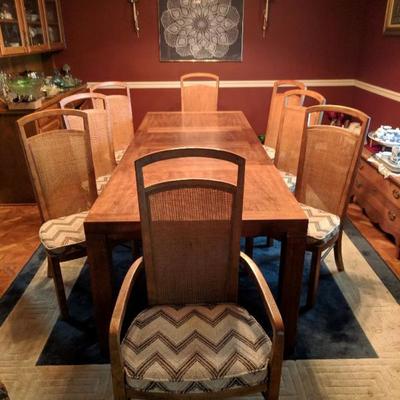 Excellent Drexel MCM 8 CANE BACK CHAIR DINING ROOM TABLE Woodbriar