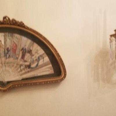 Spanish hand painted fan in extraordinary bowtie frame