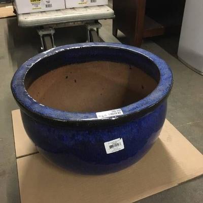 Large Glazed Bell Pot 20.5 Blue