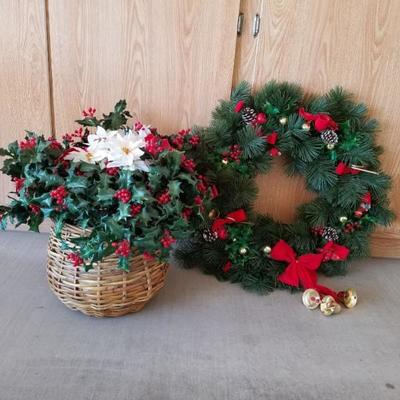 Christmas wreath and basket