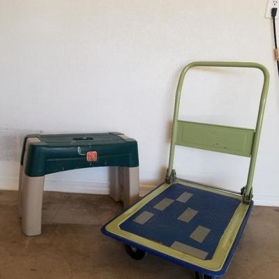 pushcart and step stool