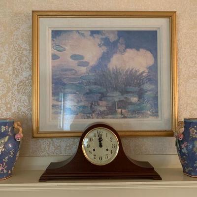 Ethan Allen Mantle Clock, Water Lilies Framed Print