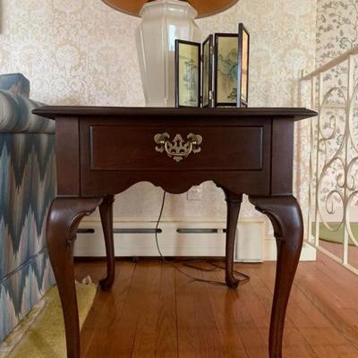 Ethan Allen Mahogany Side Table with Single Drawer