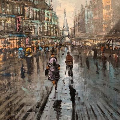 Paris Cityscape, Oil on Canvas, Signed Minetti
