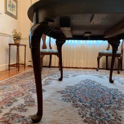 Ethan Allen Dining Table with Cabriole Leg, Two Leaves Available